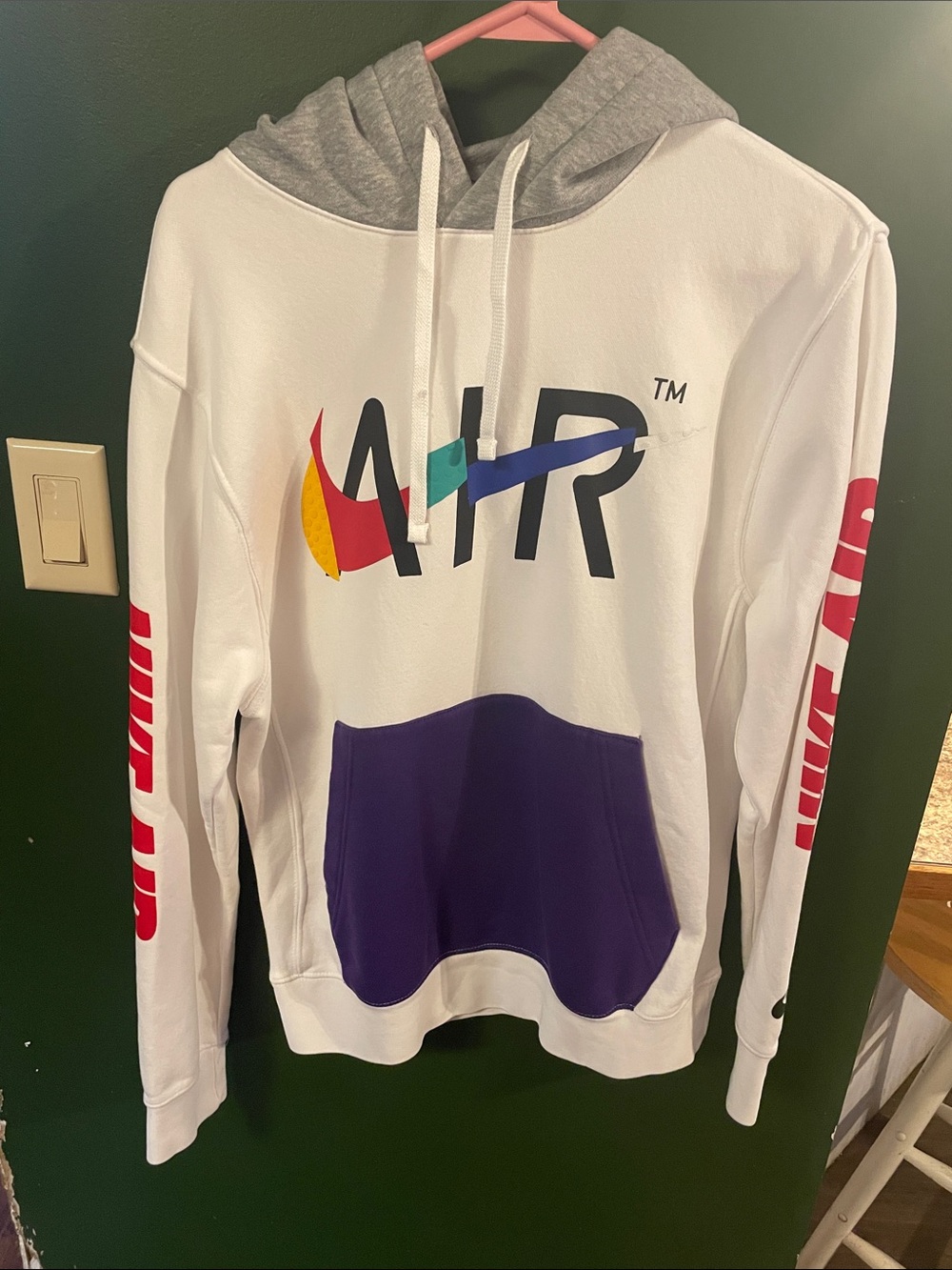 Nike AIR Multicolor Logo Pullover Hoodie Size Small